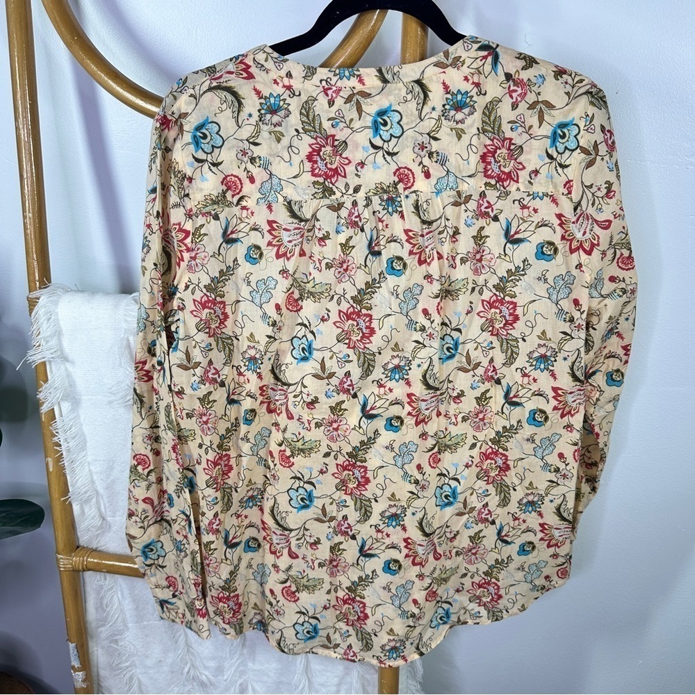 Sundance Floral Collard Cream Blouse sz M - Picture 3 of 3